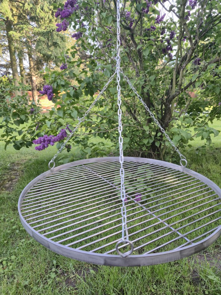 Ręcznie wykonany ruszt 70 cm ze stali kwasoodpornej do grillowania na świeżym powietrzu.