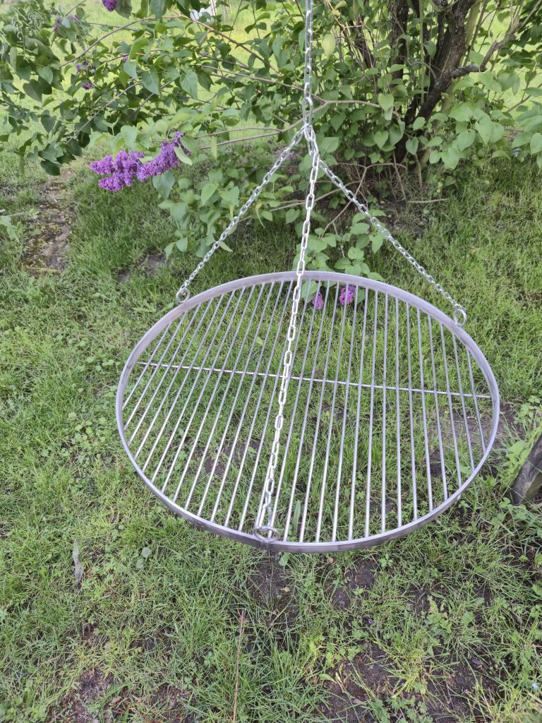 Duży ruszt 70 cm z kwasówki, ręcznie wykonany, odporny na deszcz i rdzę.